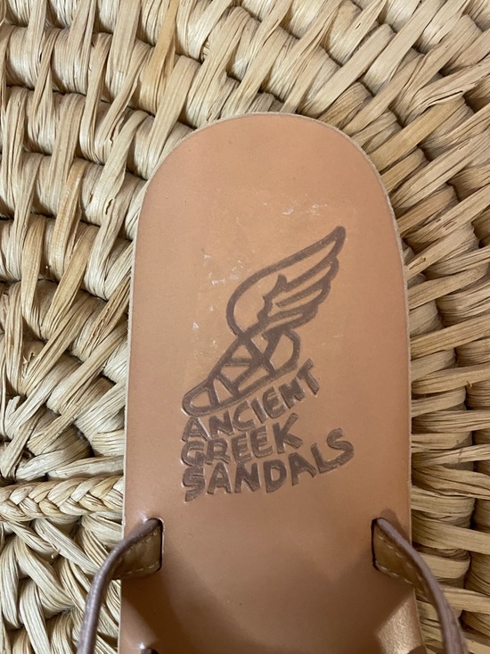 Ancient Greek Sandals Hara Natural Lotus Satin Flats in Rose Taupe Size 37